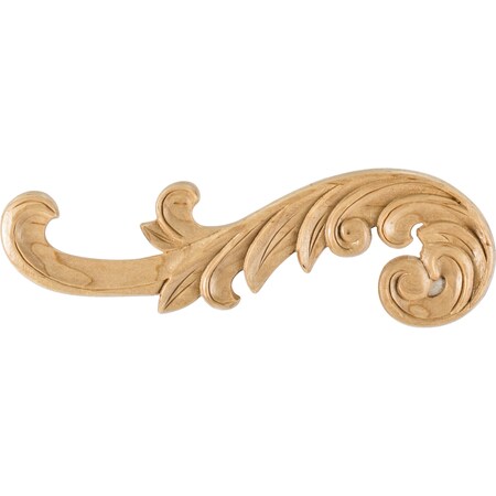 Hardware Resources 10-3/8 Wx1/4Dx3-1/4H Left Curved Maple Acanthus Applique APL-05-L-MP